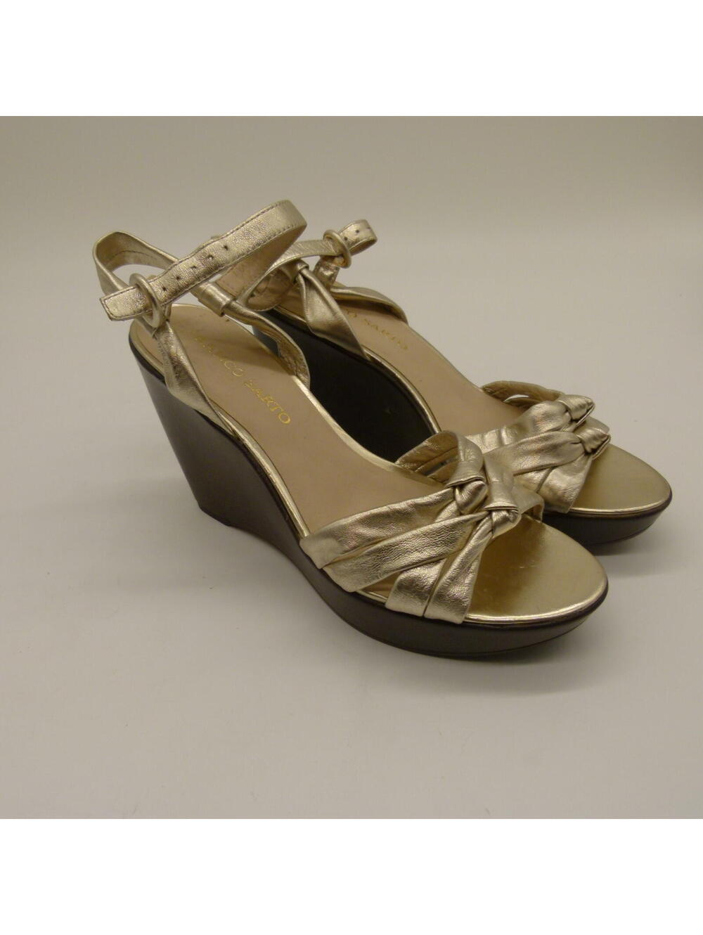 NWOB Franco Sarto Wedge gold metallic ankle sandal 9.5